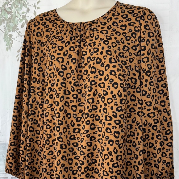 Ava & Viv Womens Brown Animal Print Tunic Tiered Casual Dress Plus Sz. 3X NEW - Picture 2 of 13